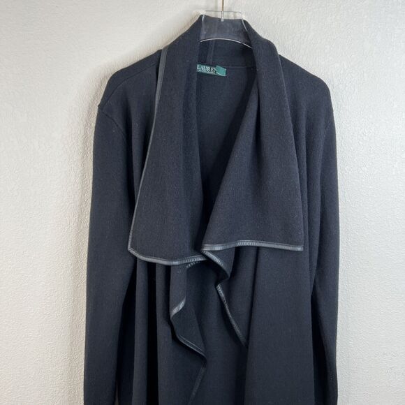 Ralph Lauren Open Draped Cardigan With Leather Lining Small Dress Casual‎ - Picture 2 of 14